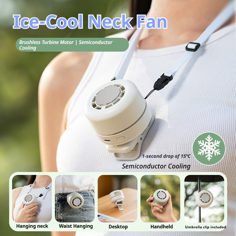 2026 New Portable Neck Cooling Fan, Mini Personal Fan with Rain-Clamping, Hands-Free for Desktop Outdoor Travel