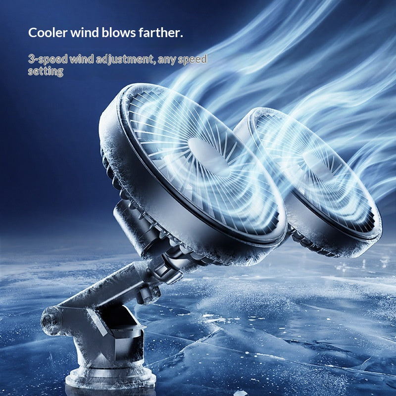 2026 Upgraded Car Dual-Head Fan, USB Rear Seat Fan 360° Rotation, Multi-Angle High-Power Fan Mount for Backseat Passengers