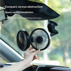 2026 Upgraded Car Dual-Head Fan, USB Rear Seat Fan 360° Rotation, Multi-Angle High-Power Fan Mount for Backseat Passengers