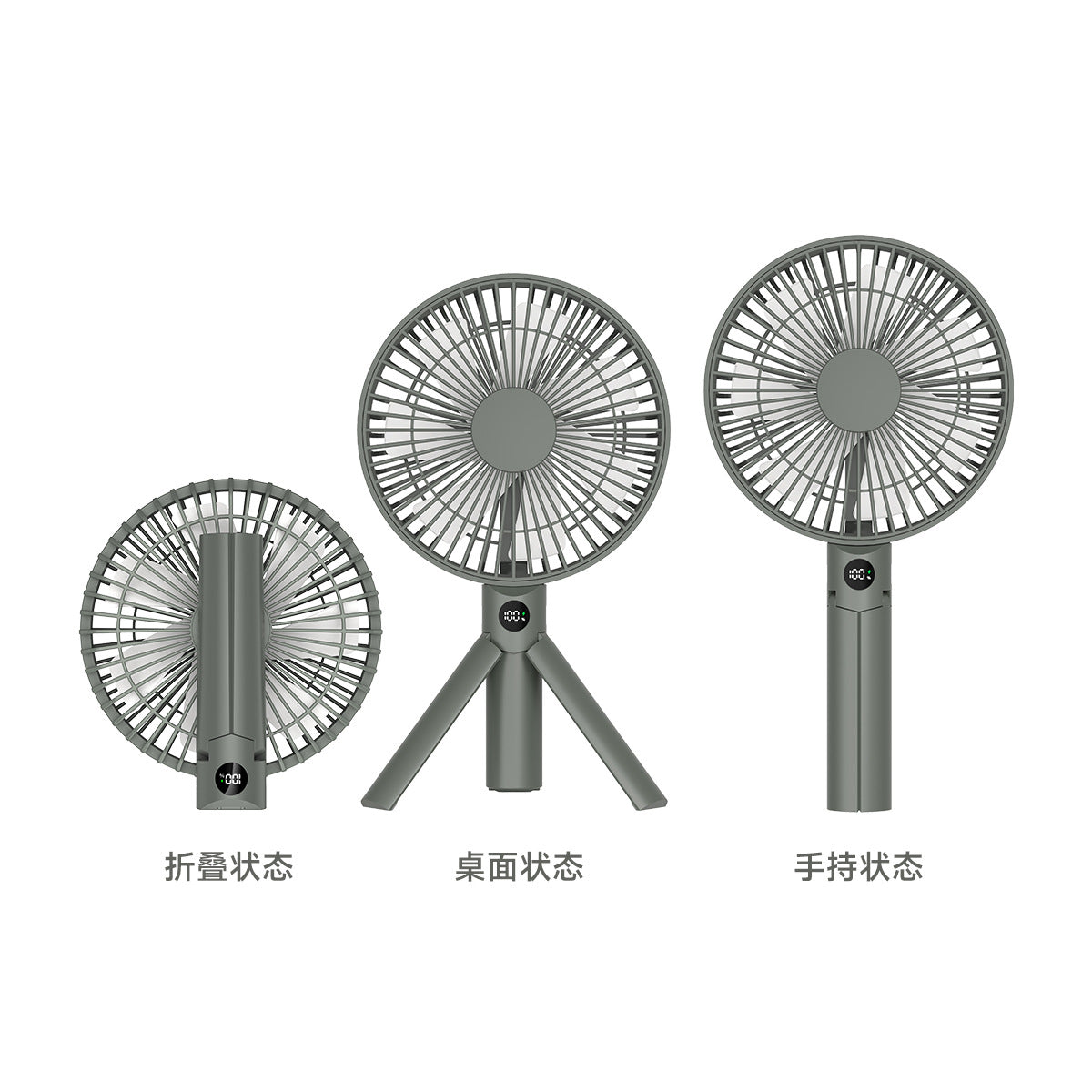 2026 New Outdoor Camping Fan, USB Rechargeable, Foldable, Handheld, Digital Display, High Airflow, Camping Tripod Fan