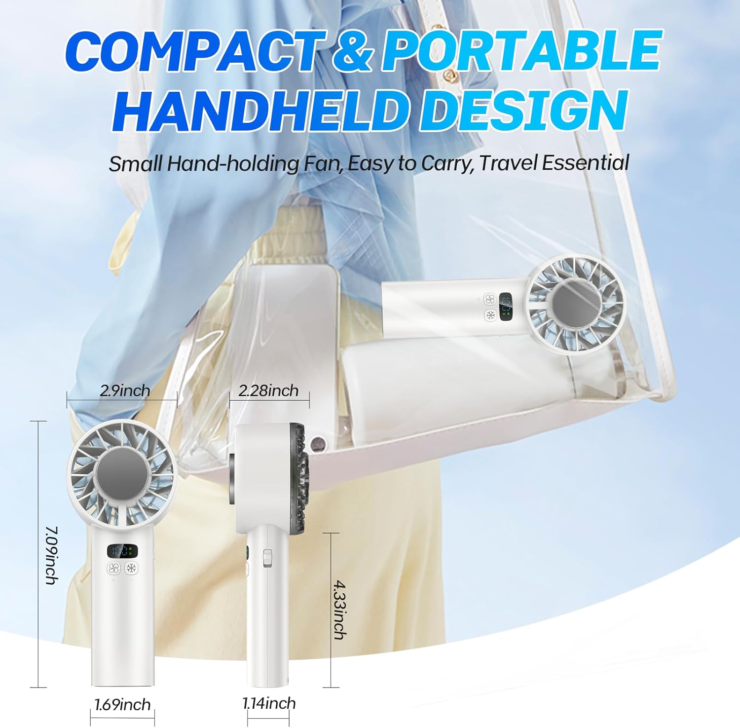 2026 Smart LED Handheld Fan | Semiconductor Instant Cooling 100 Speed 5200mAh Portable Cooler