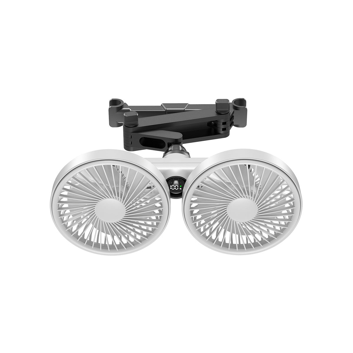 2026 Upgraded Car Dual-Head Fan, USB Rear Seat Fan 360° Rotation, Multi-Angle High-Power Fan Mount for Backseat Passengers