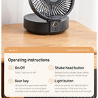 2026 New Oscillating Desktop Fan, USB Rechargeable, Quiet Operation, Powerful Airflow with Long Battery Life