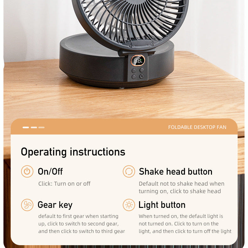2026 New Oscillating Desktop Fan, USB Rechargeable, Quiet Operation, Powerful Airflow with Long Battery Life