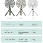2026 New Outdoor Camping Fan, USB Rechargeable, Foldable, Handheld, Digital Display, High Airflow, Camping Tripod Fan