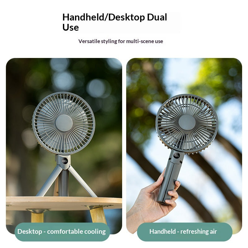 2026 New Outdoor Camping Fan, USB Rechargeable, Foldable, Handheld, Digital Display, High Airflow, Camping Tripod Fan