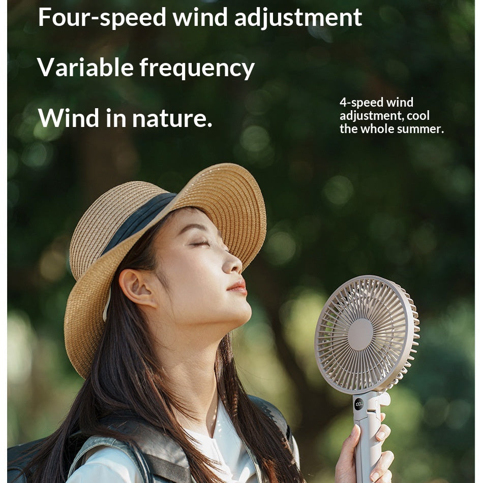 2026 New Outdoor Camping Fan, USB Rechargeable, Foldable, Handheld, Digital Display, High Airflow, Camping Tripod Fan