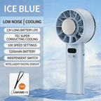 2026 Smart LED Handheld Fan | Semiconductor Instant Cooling 100 Speed 5200mAh Portable Cooler