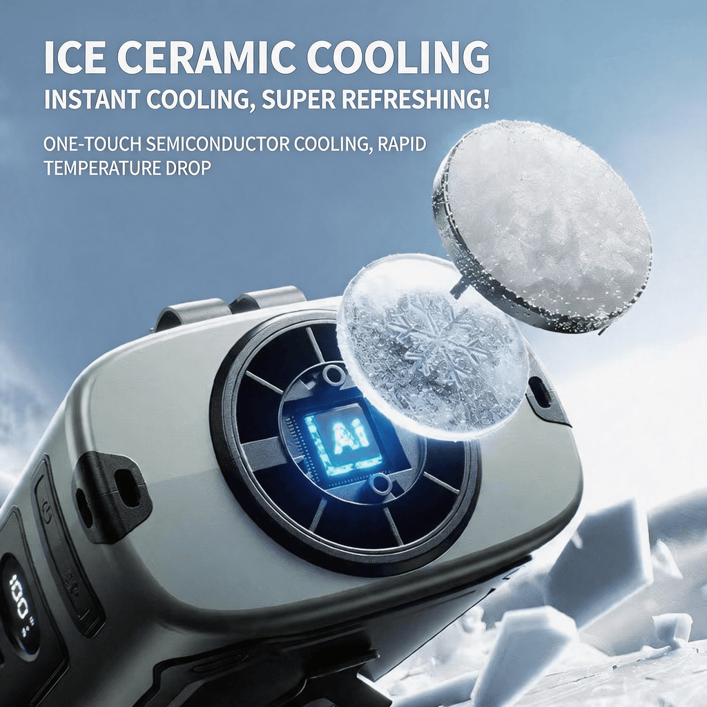 2026 New Model Ice Cooling Waist Fan Portable Strong Wind Clip-On Outdoor Neck Fan Cross-Border