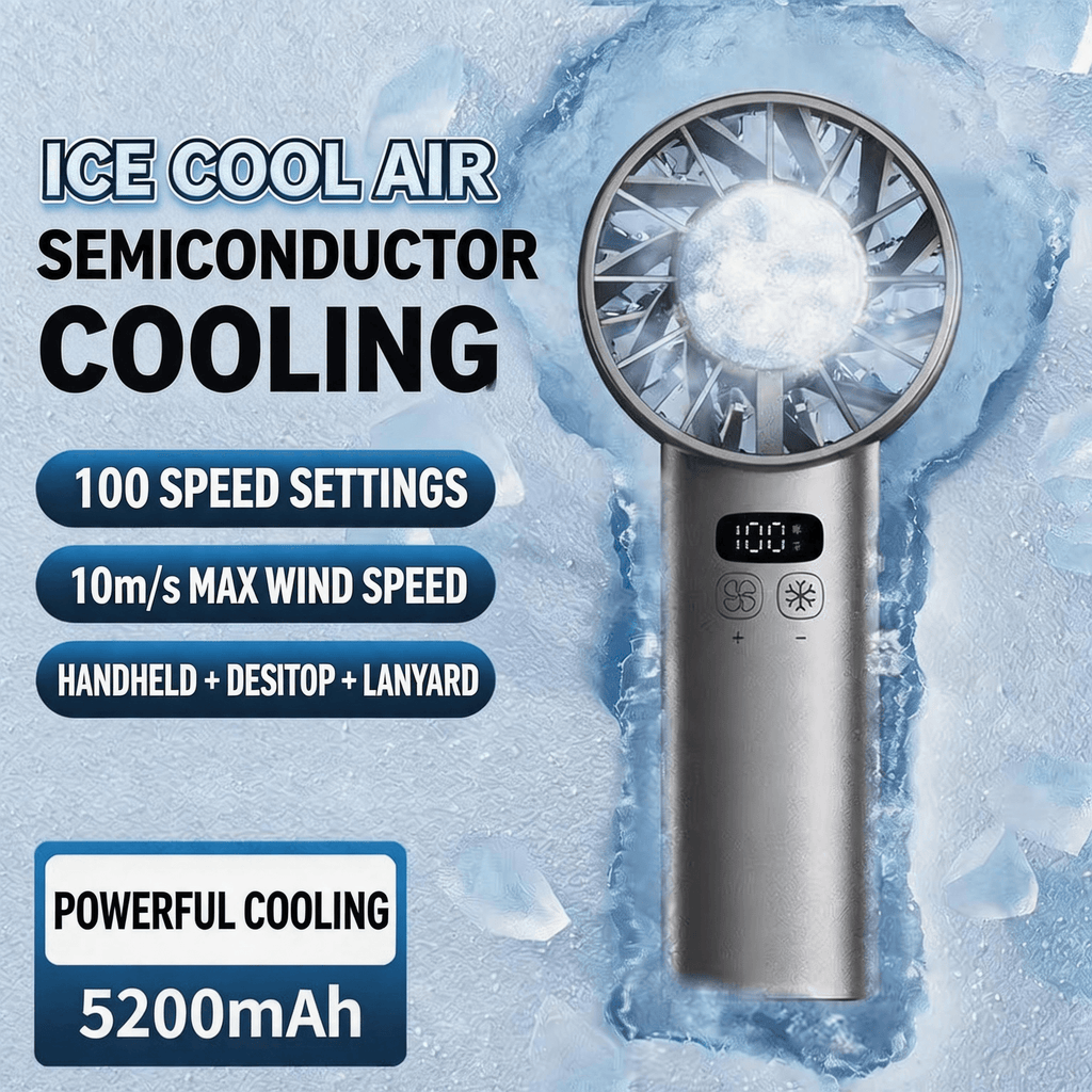 2026 New Model High-Speed Cooling Handheld Fan with 100 Speed Settings, Silent Ice Compress, USB Charging, Portable Cross-Border Mini Fan