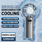 2026 Smart LED Handheld Fan | Semiconductor Instant Cooling 100 Speed 5200mAh Portable Cooler