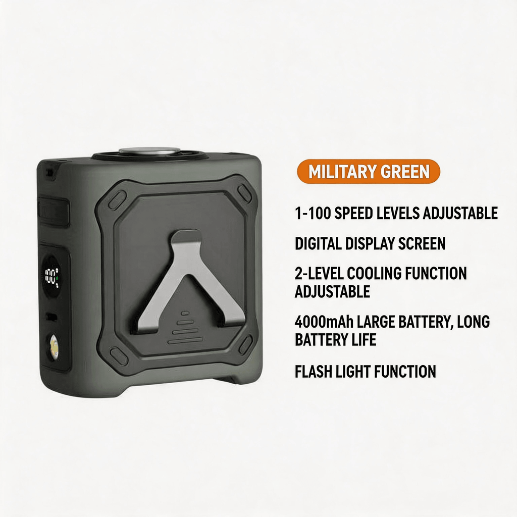 2026 New Model Ice Cooling Waist Fan Portable Strong Wind Clip-On Outdoor Neck Fan Cross-Border