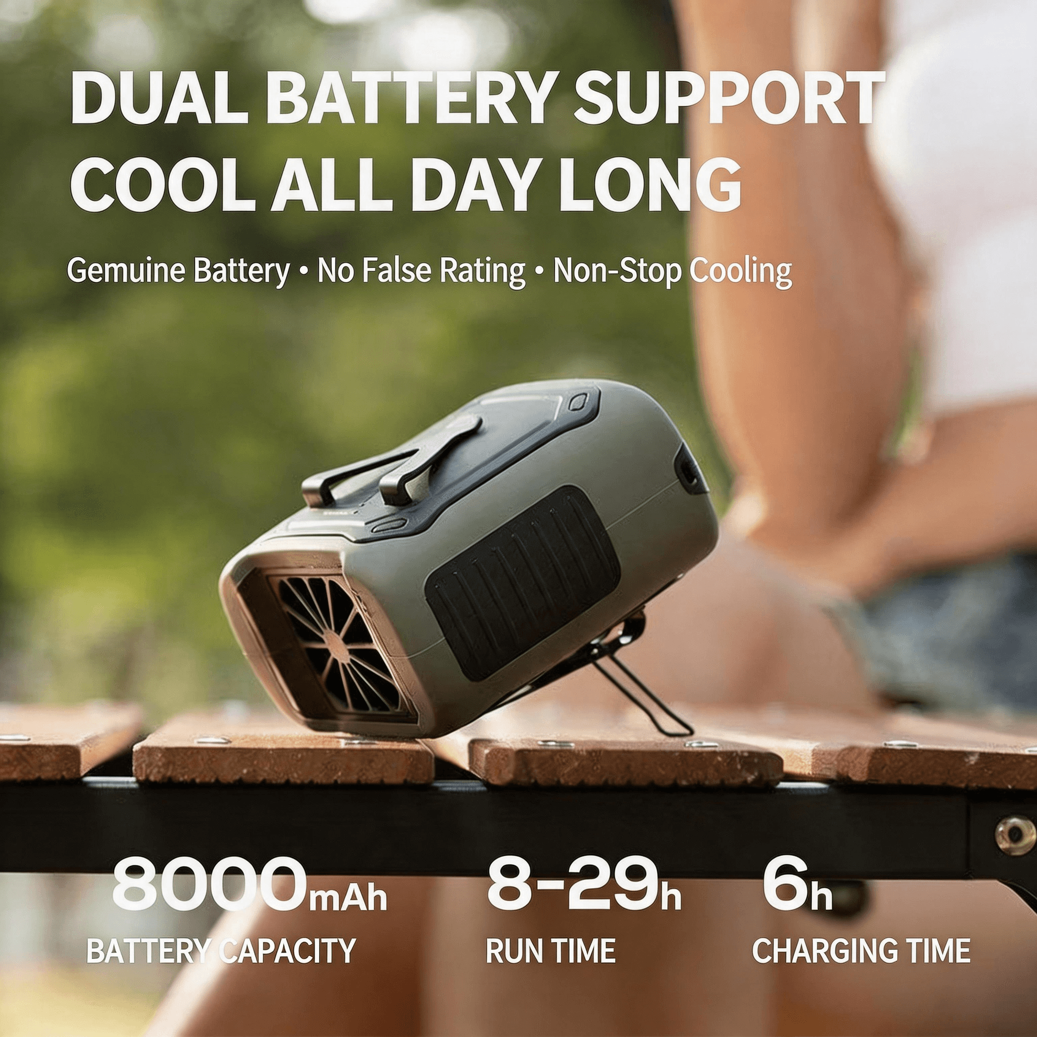 2026 New Model Ice Cooling Waist Fan Portable Strong Wind Clip-On Outdoor Neck Fan Cross-Border