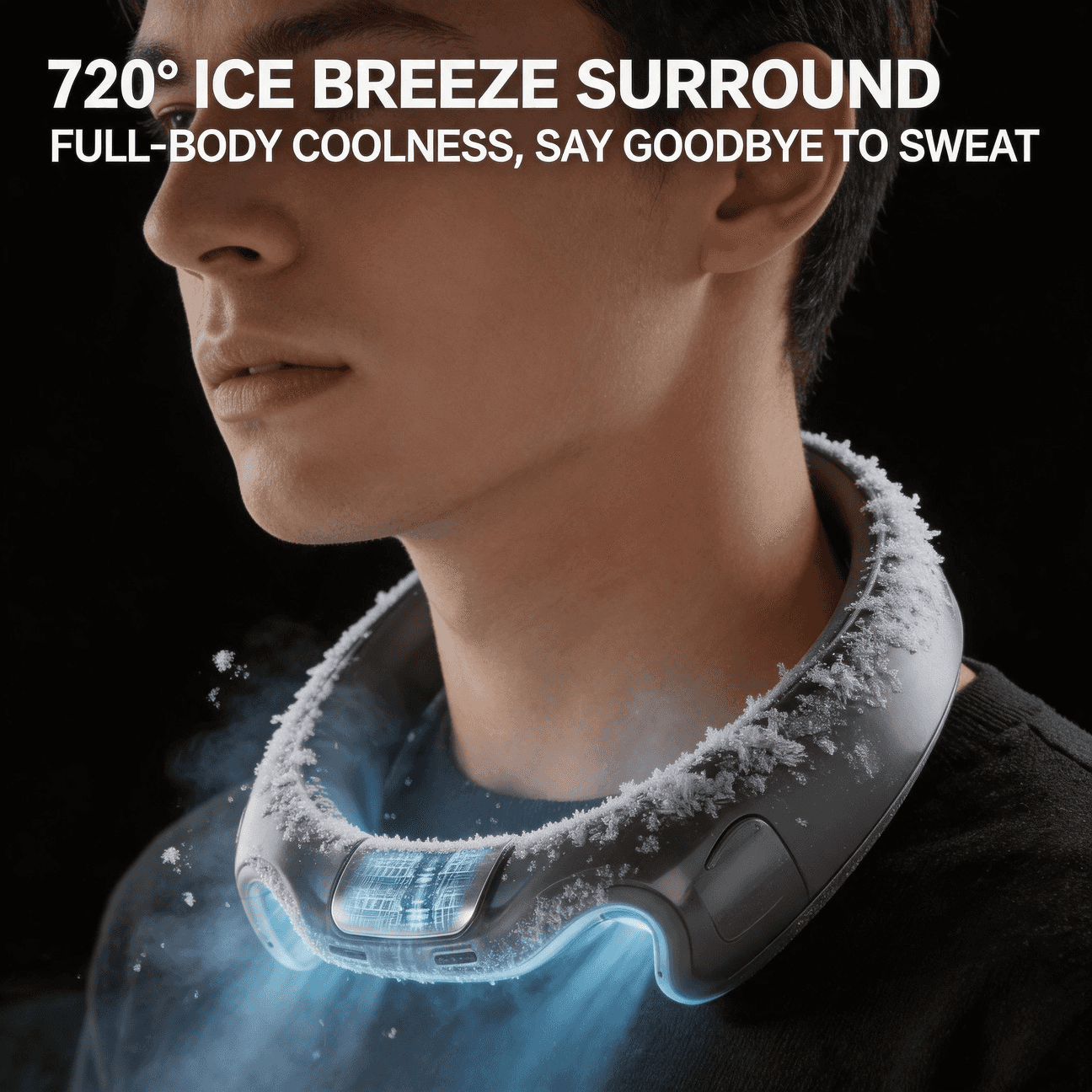 Semiconductor Cooling Neck Fan - USB Rechargeable Bladeless Portable Neck Fan with Ice Compress for Outdoor