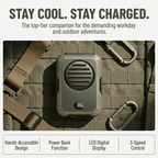 2026 Upgraded Ice Cooling Waist Fan - Portable Strong Wind Clip-on Personal Cooling Fan with Power Bank for Outdoor Work & Hiking