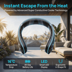 Semiconductor Cooling Neck Fan - USB Rechargeable Bladeless Portable Neck Fan with Ice Compress for Outdoor