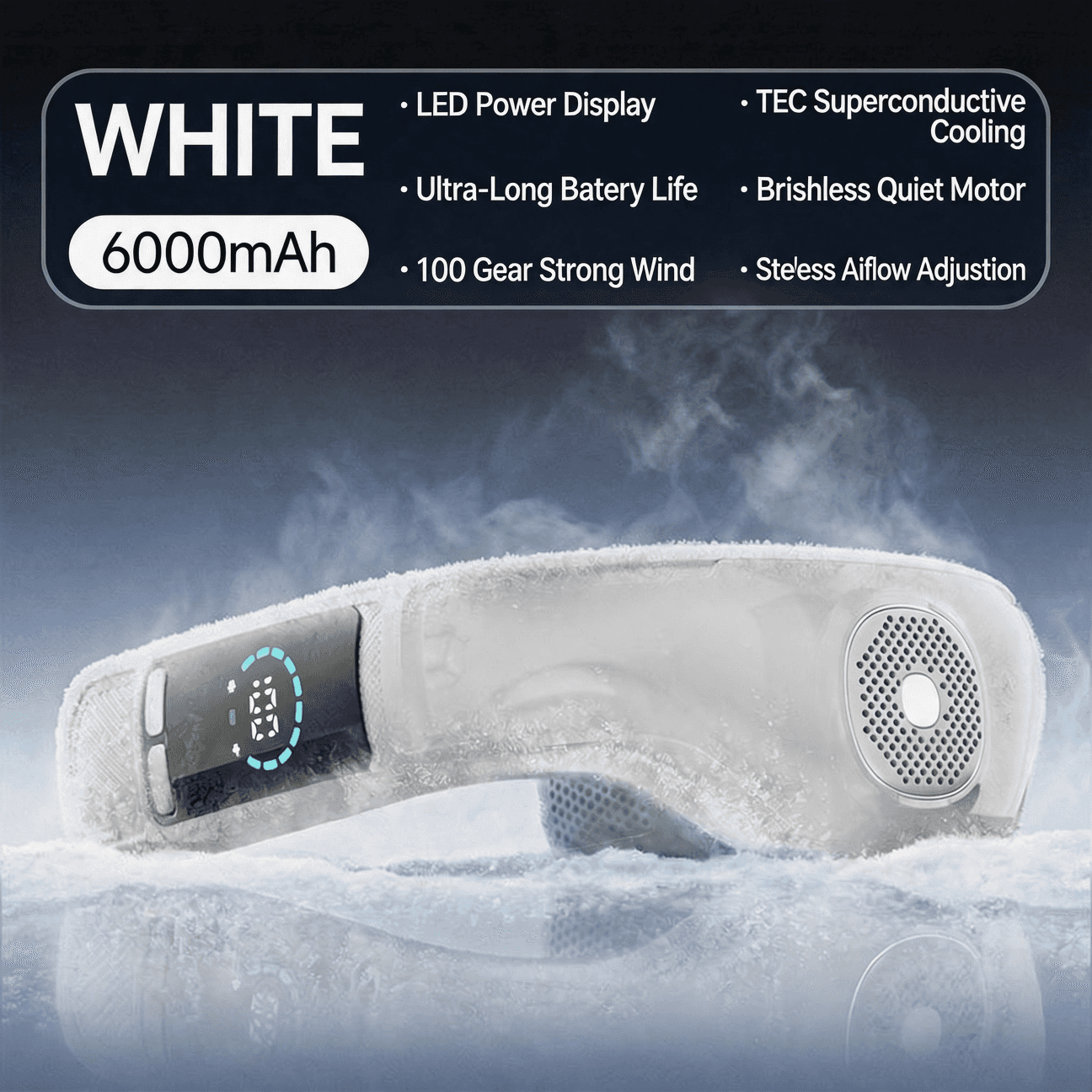 Semiconductor Cooling Neck Fan - USB Rechargeable Bladeless Portable Neck Fan with Ice Compress for Outdoor