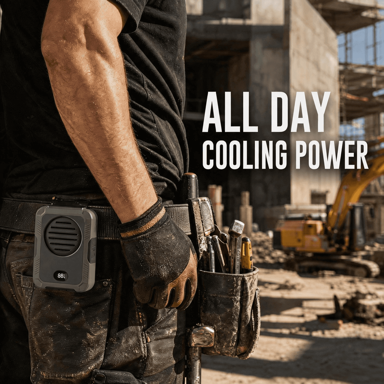 2026 Upgraded Ice Cooling Waist Fan - Portable Strong Wind Clip-on Personal Cooling Fan with Power Bank for Outdoor Work & Hiking