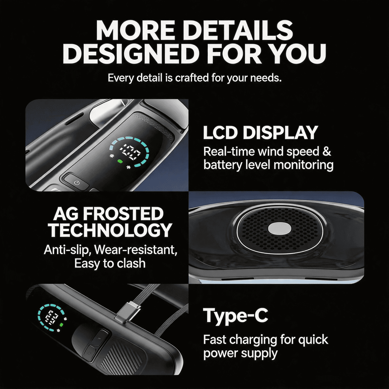 Semiconductor Cooling Neck Fan - USB Rechargeable Bladeless Portable Neck Fan with Ice Compress for Outdoor
